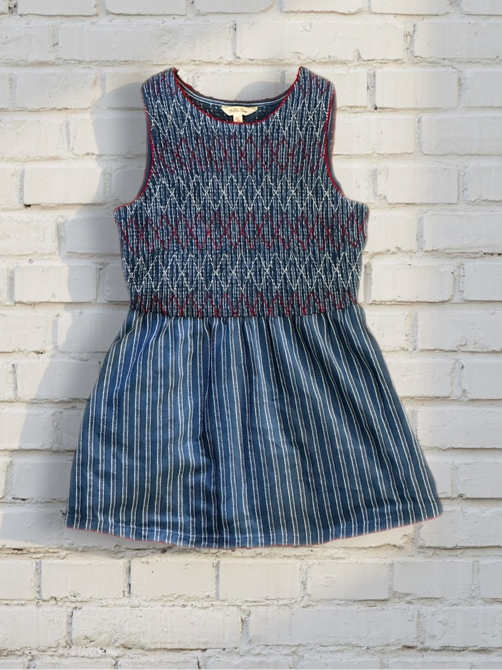Matilda Jane Blue Roxie Striped Smocked Tunic Tank Top - XS